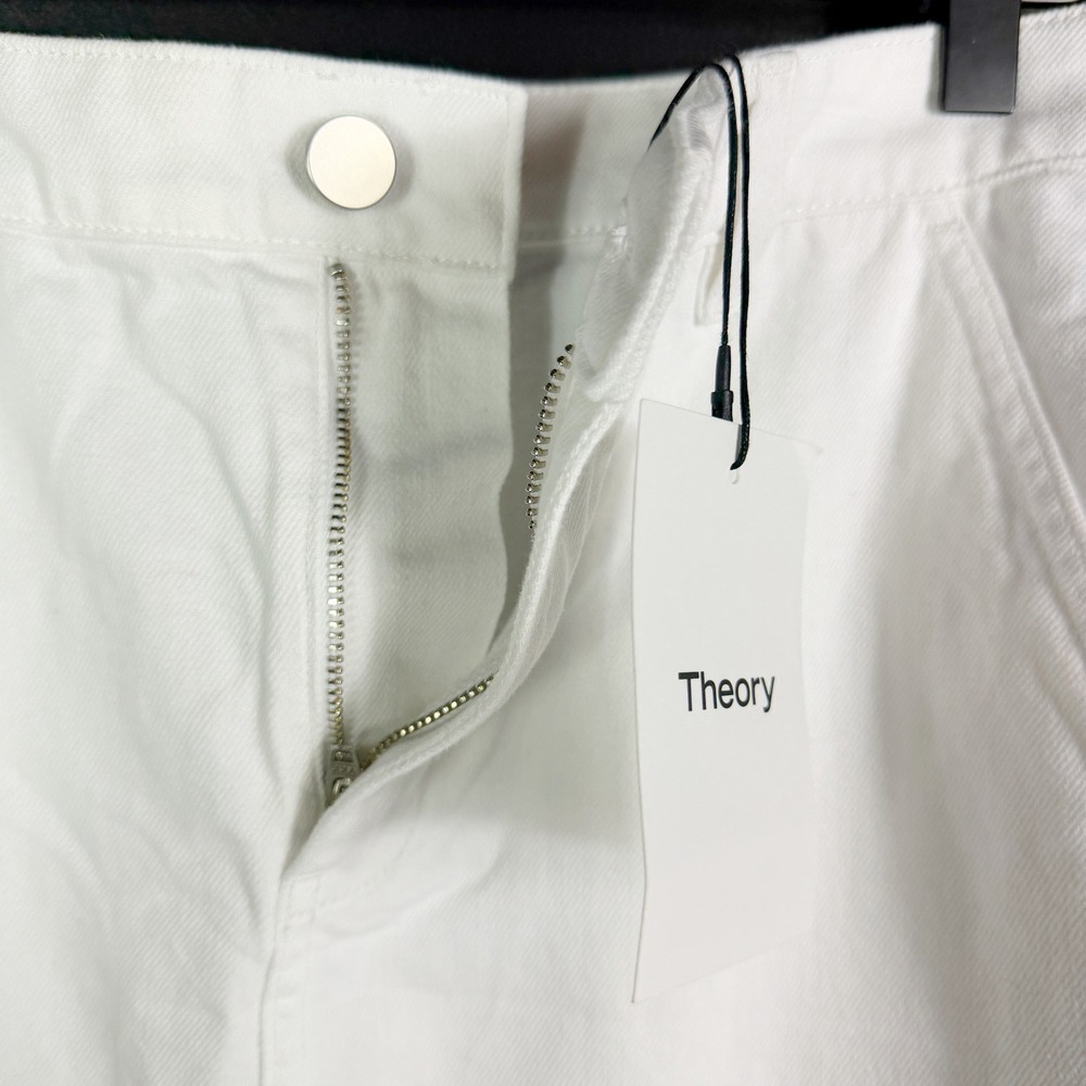 Theory Trouser Skirt Optic White Drape Denim Midi Womens Sz 26 - Picture 5 of 9